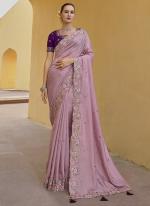 Organza Silk Pink Party Wear Sequins Work Saree